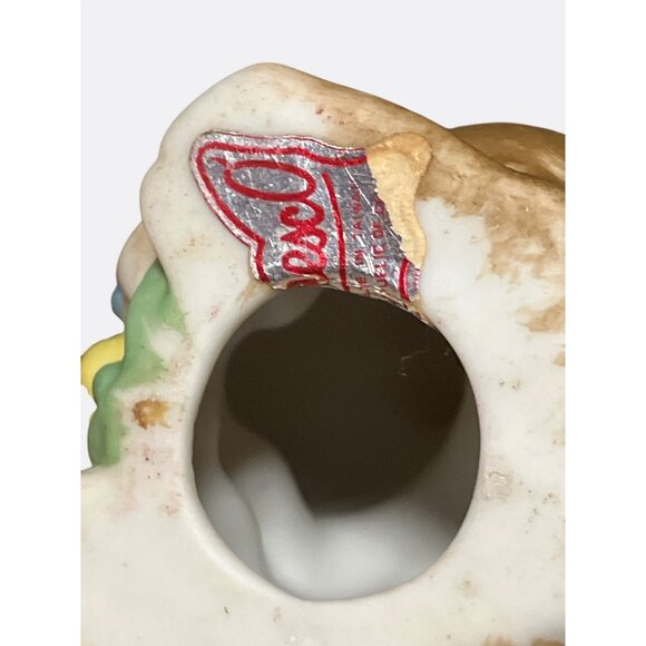 Ceramic Bunny Figurines Brown With Flowers Easter Decor Pair Vintage - Picture 13 of 14